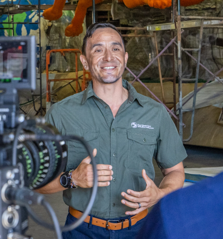 employee in front of cameras