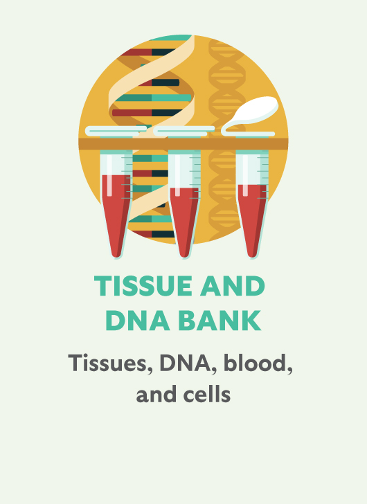 Tissue and DNA Bank: Tissues, DNA, blood, and cells