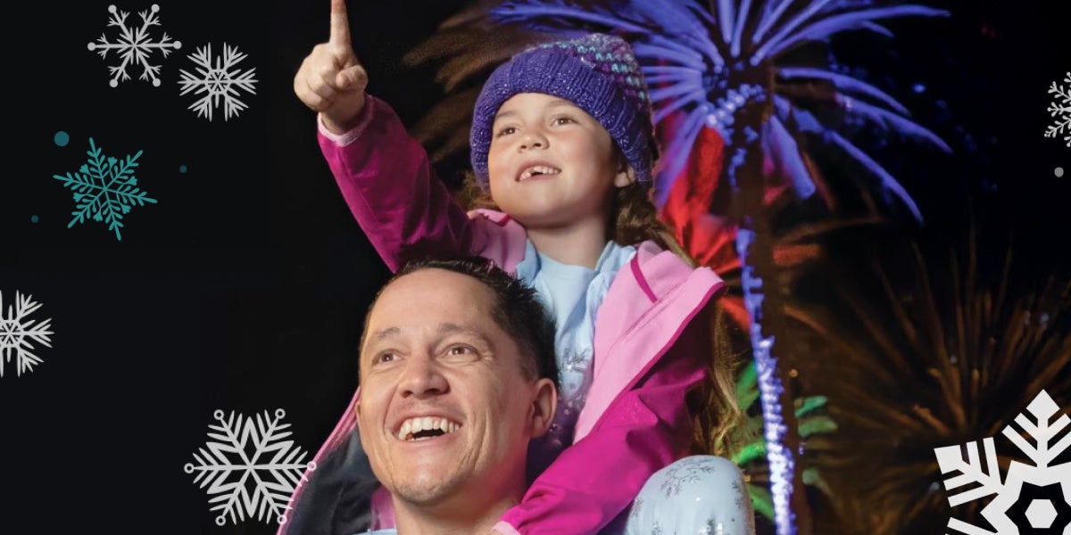 Kid in winter clothing on parent