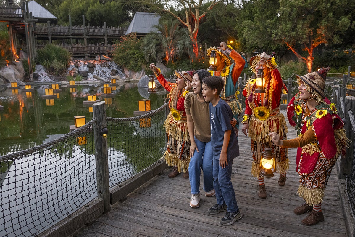 guests with not-so-scary scarecrows at reflections