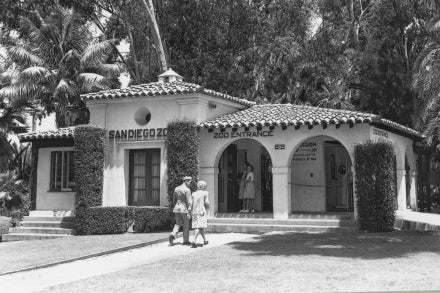 Historical photo of the San Diego Zoo entrance