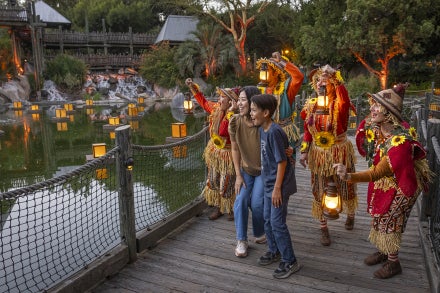 guests with not-so-scary scarecrows at reflections